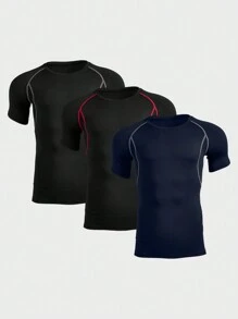 GymBeat 3件/套男友风男士春秋健身压缩速干透气短袖圆领运动T恤健身服男友风男士基础款T恤 - 彩色 - 查看 8