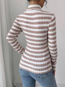 Selianne 女士初秋高领抓绒罗纹长袖T恤印花T恤 女士上衣 春秋款 - 彩色 - 查看 2