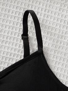 SHEIN 3pcs/Set Tween Girl Minimalist Comfortable Ruched V-Neck Breathable Soft Underwear Set, Includes Removable Padded Cups & Adjustable Straps