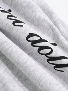 DAZY Tween Girl Letter Print Fleece Sweatpants, Fall Outfit - Grey - View 5