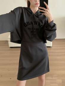 FRIFUL Women's Hooded Drawstring Long Sleeve Casual Loose Comfortable Long Dress