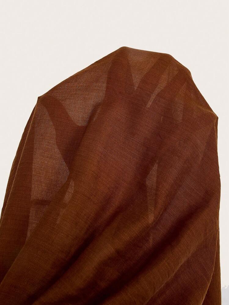 Vestido de mujer de cuello en V elegante y romántico con pliegues y tela de lino, que cuenta con un diseño de cintura ceñida y largo maxi