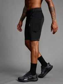 Manfinity Sport Polished Boyfriend Style Men's Solid Color Printed Pocket Casual Sports Tight Pants