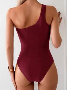 Swim Chiccia Women's Solid Color Ruched One-Piece Swimsuit, Summer