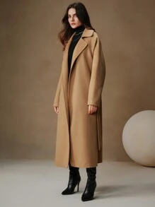 Anewsta 驼绒双面毡手工中长款现代都市高端优雅收腰女式夹克