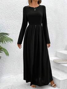 EMERY ROSE Women's Long Top & Pants Set With Split Hem - Black and White - View 5