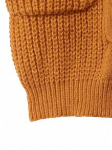 SHEIN Tween Girl Ginger Color Orange Long Cardigan,Casual Loose Knitted Soft Sweater For Autumn,Back-To-School,Sunday,Daily Wear,School,Outings & Party - Ginger - View 6