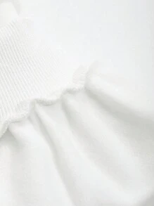 DAZY Women's Solid Color Crew Neck Short Hollow Out Bowknot Decor Sweatshirt,Fall Clothes