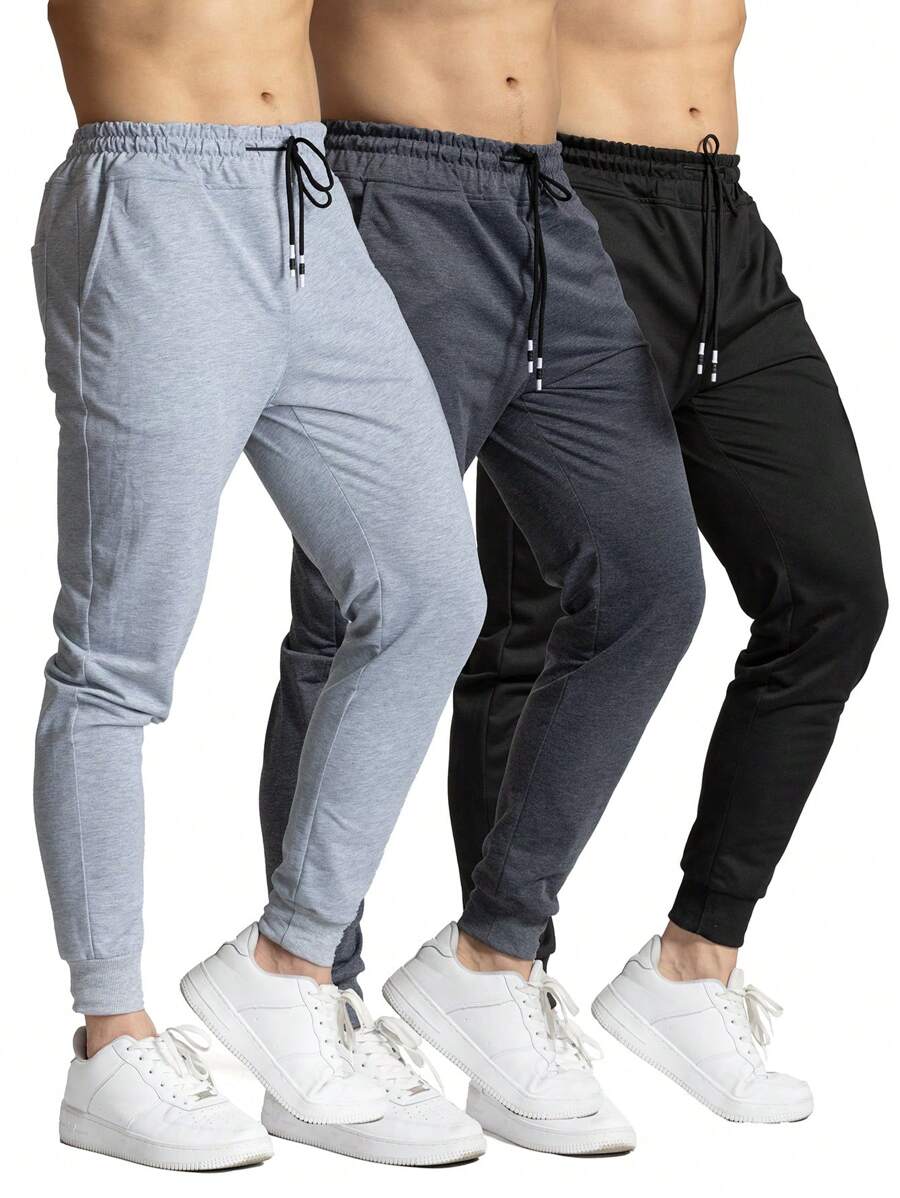Manfinity Homme Pantalón de chándal de unicolor con bolsillo minimalista y cordón delantero para hombre, uso casual diario, joggers - Multicolor - Ver 1