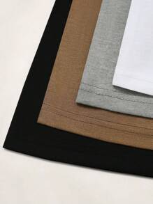 SHEIN LUNE 4pcs/Set Summer Casual Solid Color Crew Neck Short Sleeve T-Shirts - Multicolor - View 6