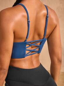 SHEIN Sports High-End Slim-Fit Sports Bra For Women - Blue - View 6