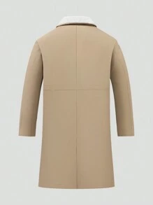 Manfinity Homme 男士保暖内衬抽绳腰长款休闲风衣，秋冬款 - 卡其色 - 查看 2