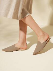 CUCCOO BASICS Minimalist Point Toe Flat Mules Vacation Shoes Summer Spring Shoes Spring Break Easter - Apricot - View 7