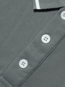 Manfinity Homme Men Contrast Trim Polo Shirt - Grey - View 7