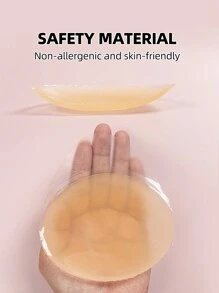 1 Pair Reusable Silicone Push Up Invisible Bra Pads, Suitable For Strapless Dresses, Swimsuits And Bodysuits - Apricot - View 6