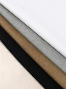 SHEIN LUNE 4pcs/Set Summer Casual Solid Color Crew Neck Short Sleeve T-Shirts - Multicolor - View 4