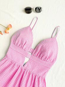 Soleia Váy đi biển hở lưng khoét chữ V in hình bướm - Hồng - Xem 4