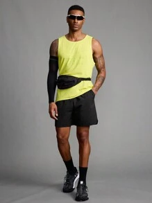 Manfinity Fitness Pantalones cortos de hombre de unicolor con cordón en la cintura para uso diario, acondicionamiento físico y entrenamiento