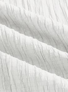 SHEIN Essnce 女士休闲简约条纹爱心印花长裤 夏季春季情人节新年女装 - 白色 - 查看 3