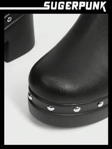 Sugerpunk 女士纯色厚底便鞋新年假期 - 黑色 - 查看 3