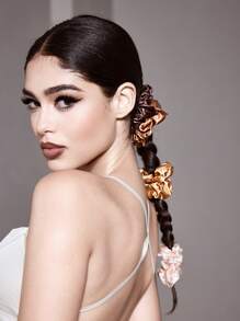 SHEIN MOD 4 件/包女士可爱日常发圈，适合度假、婚礼、学校发带马尾辫固定器发圈发绳 - 咖啡 - 查看 9