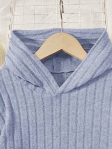 SHEIN 2 件套 Tween 女童罗纹连帽不对称下摆 T 恤和紧身裤套装