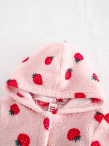 Cozy Pixies 女婴草莓图案羊毛连帽连体衣配长裤