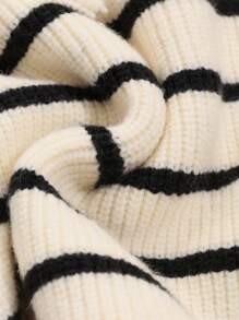 DAZY Casual Striped Long Sleeve Pullover Top Fall - Black and White - View 6