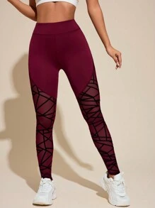 Leggings deportivos de mujer con estampado simple para el Año Nuevo Chino - Burdeos - Ver 3