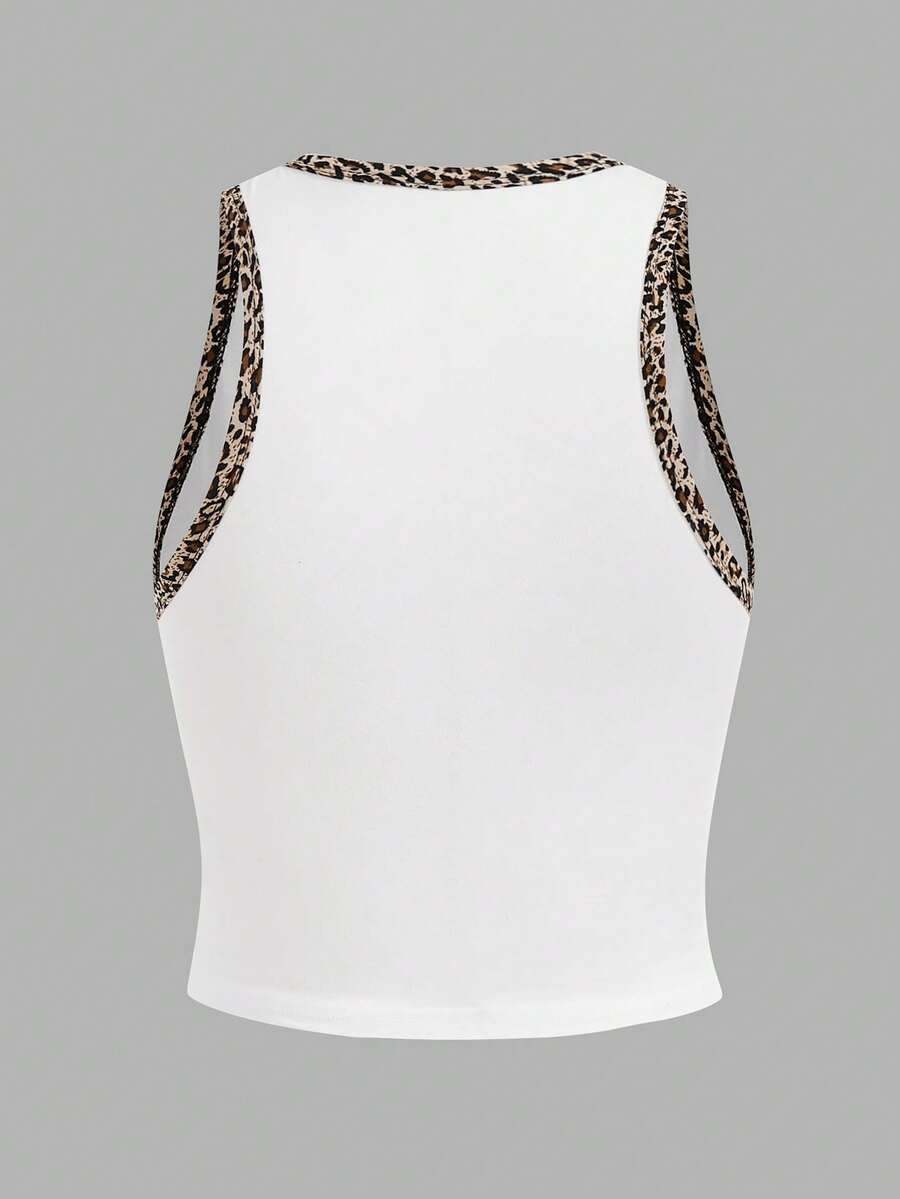 SHEIN SXY Casual 23 Leopard Print Sleeveless Short Women's Tank Top
