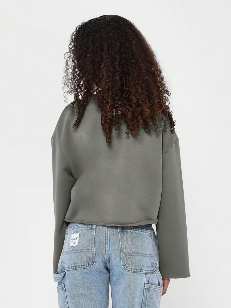 Blusa de moletom cropped de manga larga para meninas pré-adolescentes