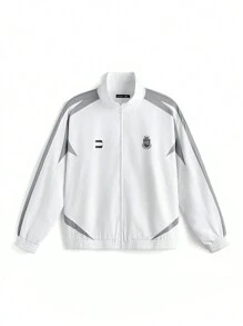 Manfinity VCAY Áo nỉ in chữ tương phản dạng lưới dáng rộng cho nam phong cách đường phố, phù hợp cho mùa thu/đông - Nhiều màu - Xem 1