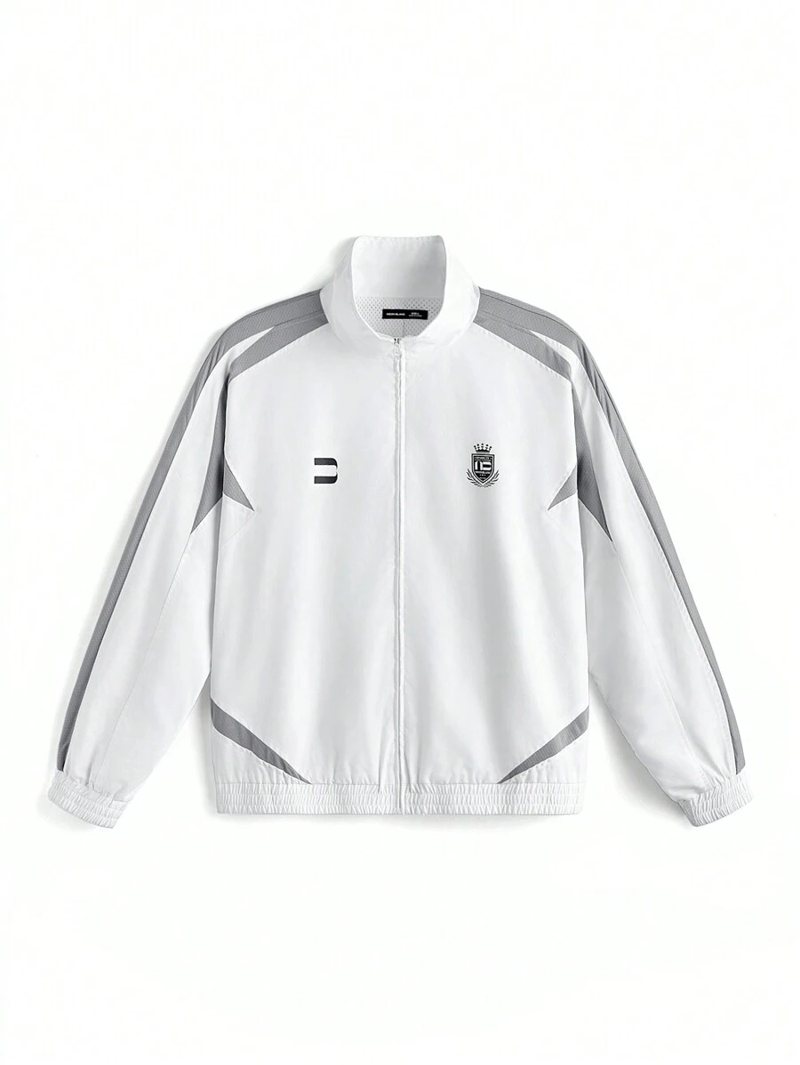 Manfinity VCAY Áo nỉ in chữ tương phản dạng lưới dáng rộng cho nam phong cách đường phố, phù hợp cho mùa thu/đông - Nhiều màu - Xem 1