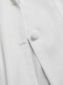 SHEIN Privé Plus Size Elegant Office Commute School Style Rhinestone Embellished Simple Long Sleeve Solid Color Blazer - White - View 4