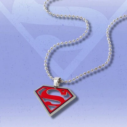SUPERMAN X ROMWE 1 pieza Colgante de collar con logotipo de "S" de superhéroe de acero inoxidable