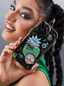 Rick and Morty X SHEIN 搞笑卡通图案灰色半透明手机壳 - 灰色 - 查看 3