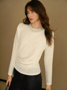 MOTF STUDIO SOLID TEXTURED RUCHED SIDE TEE