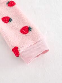 Cozy Pixies 女婴草莓图案羊毛连帽连体衣配长裤