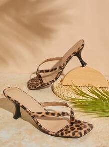 SHUZIA Quần lọt khe hở gót họa tiết da báo tối giản cho nữ - màu nâu - Xem 2