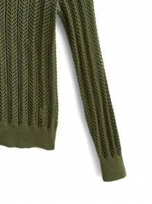 Manfinity VCAY Áo len dệt kim cổ tròn khoét lỗ dáng ôm màu xanh lá cây cho nam, dành cho mùa thu đông - màu xanh lá - Xem 9