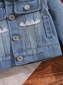 Design Stilvoller süßer Dinosaurier Patchwork Baby Jungen Lässige ausgewaschene vintage hellblaue Denim Jacke