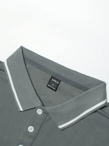 Manfinity Homme Men Contrast Trim Polo Shirt - Grey - View 5