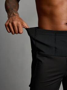 Manfinity Sport Polished Boyfriend Style Men's Solid Color Printed Pocket Casual Sports Tight Pants