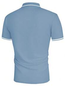 Manfinity Homme Men Contrast Trim Polo Shirt - Blue - View 2