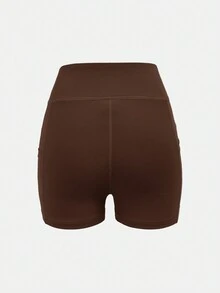 SHEIN Bộ 2 quần legging lưới đan eo cho bé gái tuổi teen - màu nâu - Xem 2