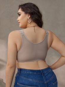 Sujetadores cómodos y sencillos de talla grande con cierre frontal y sujetadores inalámbricos para mujeres - Albaricoque - Ver 2