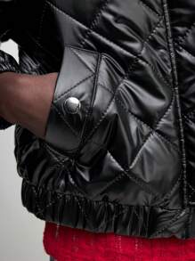 BizChic 女士休闲黑色短款飞行飞行员夹克秋季女装 - 黑色 - 查看 5