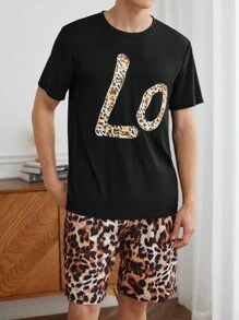 Men's Crew Neck Short Sleeve Letter Print Casual T-Shirt And Shorts Loungewear Set - Multicolor - View 12