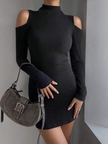 DAZY Women Hollow-Out Bodycon Mini Dress Fall,Winter