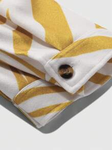 ROMWE MEN Street Life Men's Spring Autumn Zebra Pattern Long Sleeve Cargo Pocket Casual Jacket - Yellow - View 7